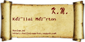 Kállai Márton névjegykártya