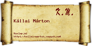 Kállai Márton névjegykártya